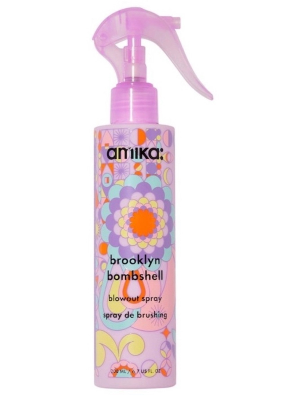amika Brooklyn Bombshell Blowout Spray - Pink with Multicolor Floral Design